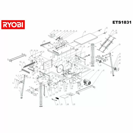 Ryobi ETS1831 Spare Parts List Type: 1000014885